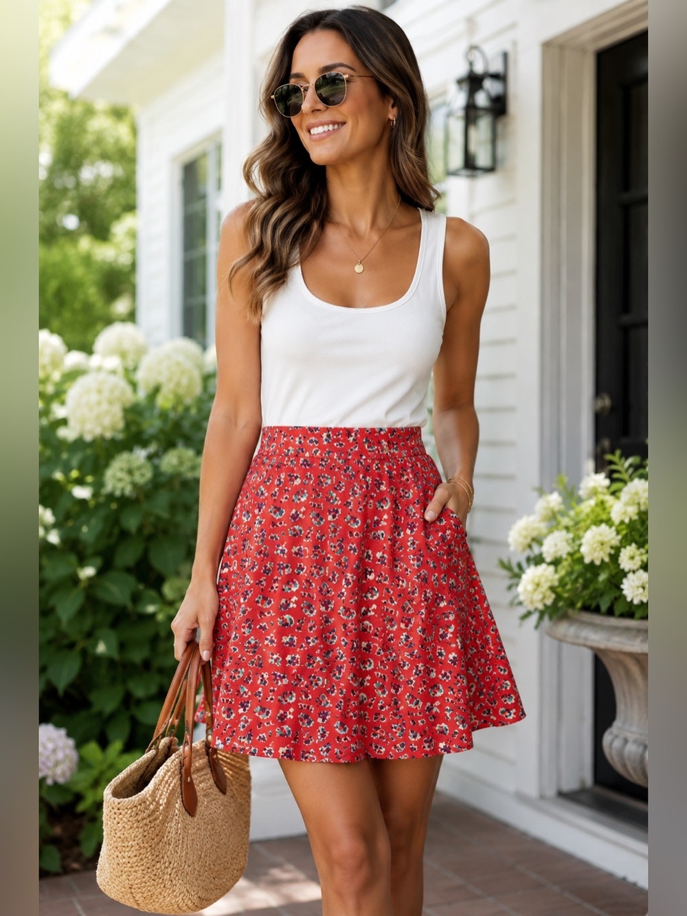 NEW • Draper James • Georgia Floral Skirt Red Sm